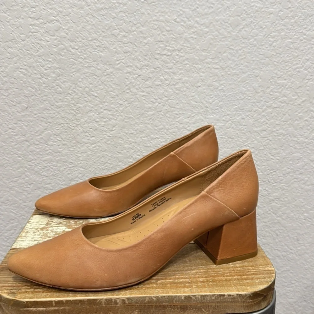 Nisolo Fiorela Go To Leather Mid Heel Caramel Size 9.5